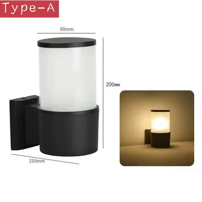 Outdoor Sensor Wall Lamp Waterproof Garden Courtyard Balcony Street Glass Aluminum up down Glow Wall Sconce E27 Led Night Light