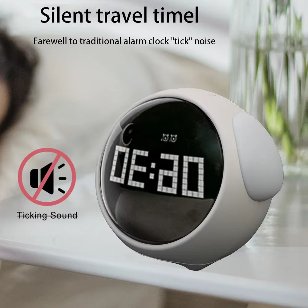 Cute Child Room Alarm Clock Multifunctional Voice Controlled Light Alarm Clock LED Digital Night Mode Expression