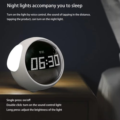 Cute Child Room Alarm Clock Multifunctional Voice Controlled Light Alarm Clock LED Digital Night Mode Expression