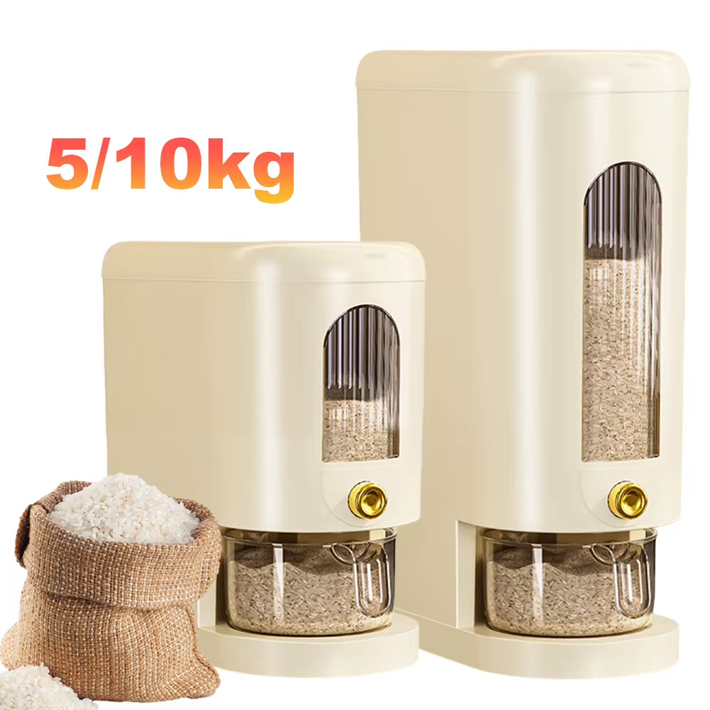 5/10KG Automatic Rice Dispenser Insect-Proof Pet Food Rice Organizer Moisture-Proof Sealed Grain Cereal Dispenser Large Capacity