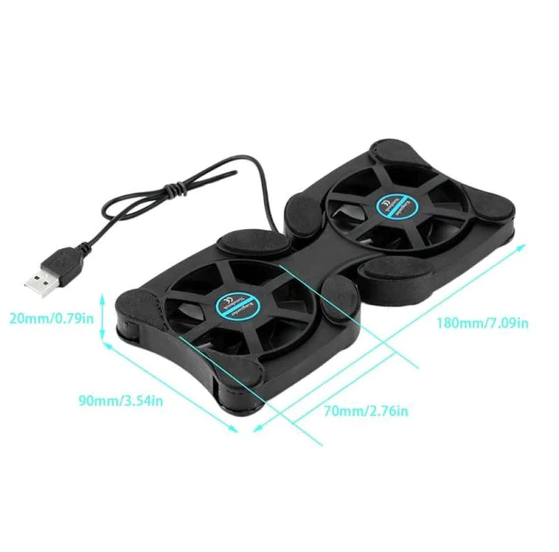 Dual USB Cooling Fan Pad Foldable Slim Fans Cooler Stand for Laptop PC Notebook