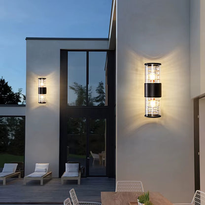 Outdoor Sensor Wall Lamp Waterproof Garden Courtyard Balcony Street Glass Aluminum up down Glow Wall Sconce E27 Led Night Light