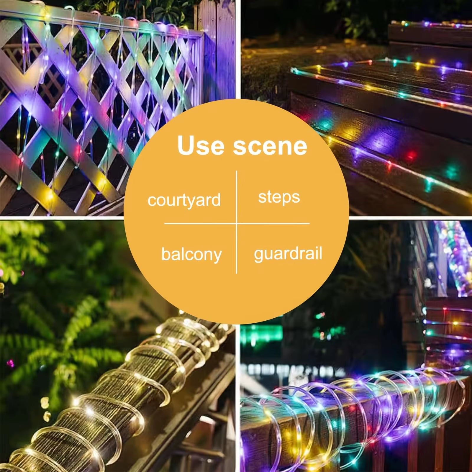 Solar 200 LED Rope Light Waterproof Outdoor Solar Powered Fairy Lights 8 Mode Christmas for Garden Yard Holiday Tree Decor Light