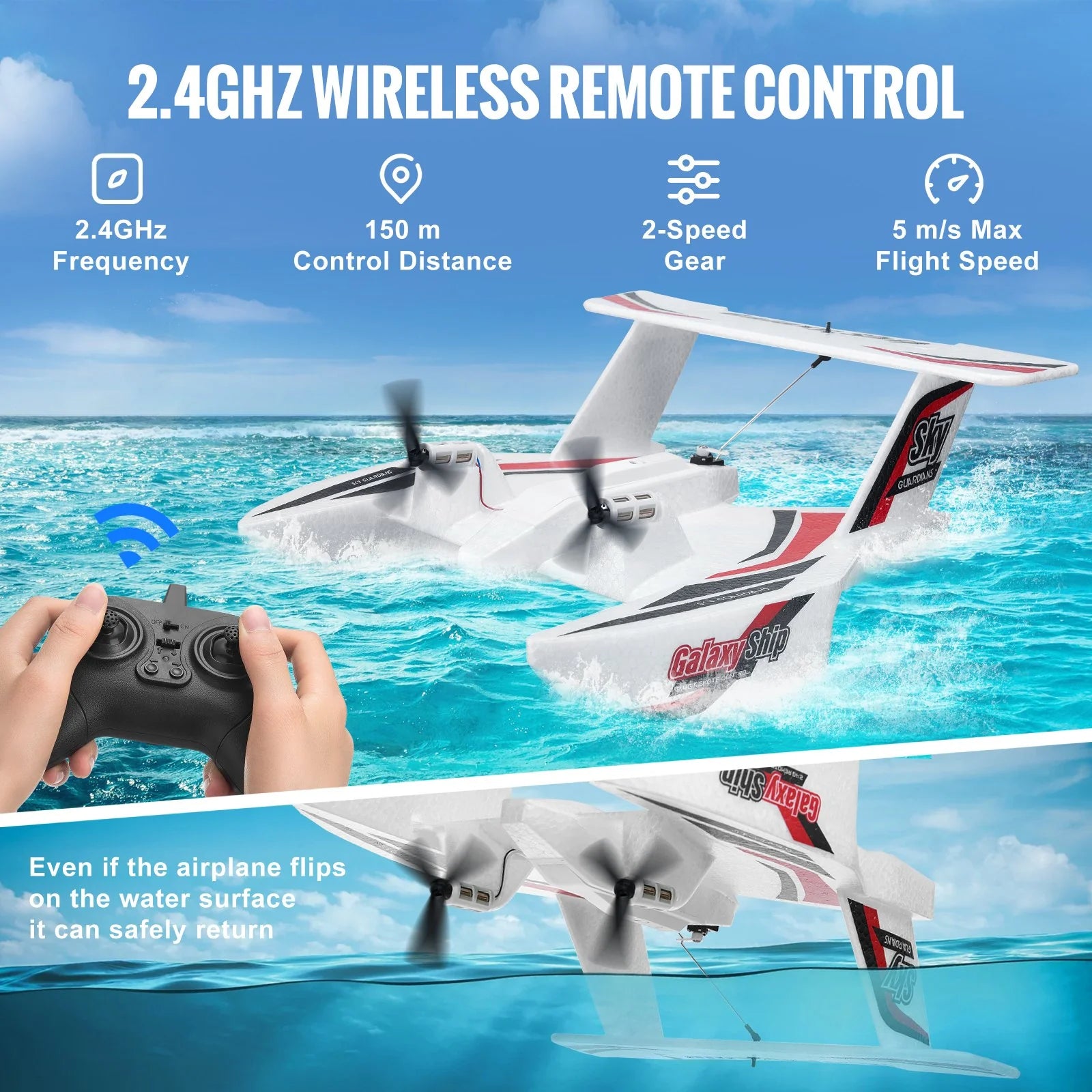 VEVOR RC Airplane Amphibious EPP Foam RC Plane Toy with 2.4 Ghz Remote Control