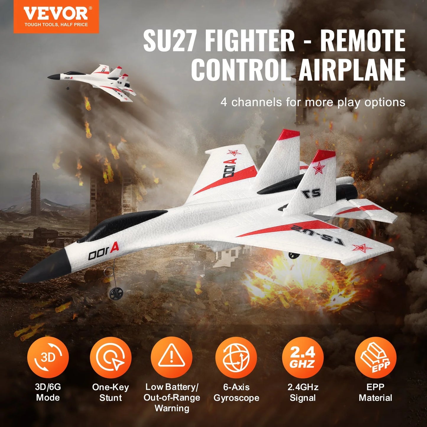 VEVOR RC Airplane Fighter EPP Foam RC Plane Toy 2.4Ghz Remote Control 3D/6G Mode