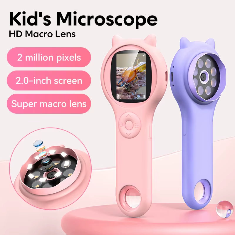 Mini Kids Optical Microscope with Photo and Video Function 500X Observe the Microscopic World Science Children Educational Toys