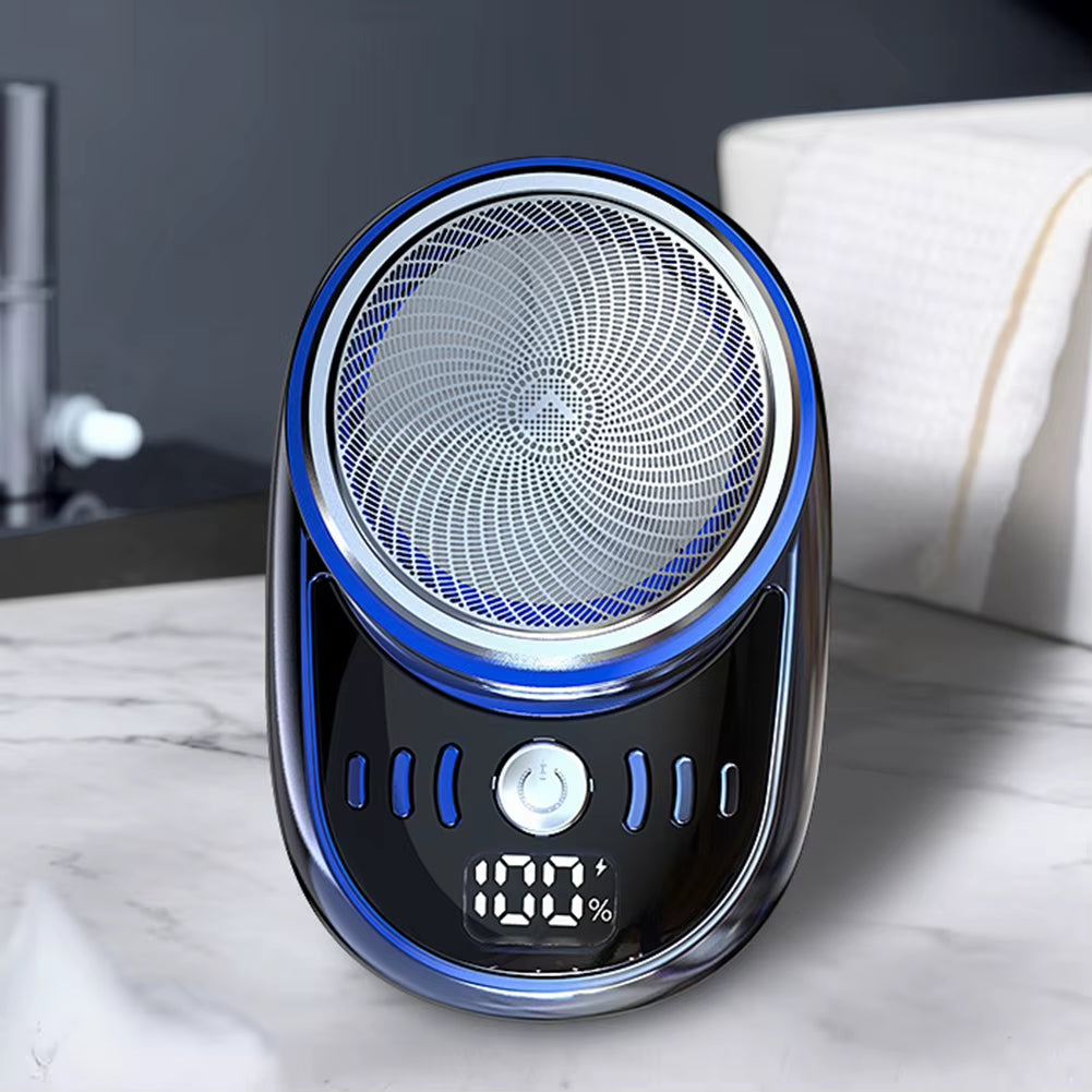 Men Mini Electric Travel Shaver USB Charging Face Beard Trimmer with Digital Display Rechargeable Shaver Washable Car Home Razor