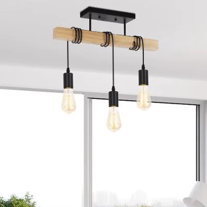 Modern Creative Wood Chandelier Light Ceiling Solid Wooden for Dining Room Living Room Restaurant Pendant Lamp Hanging Lamp