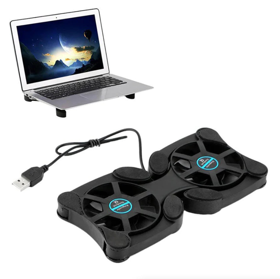 Dual USB Cooling Fan Pad Foldable Slim Fans Cooler Stand for Laptop PC Notebook